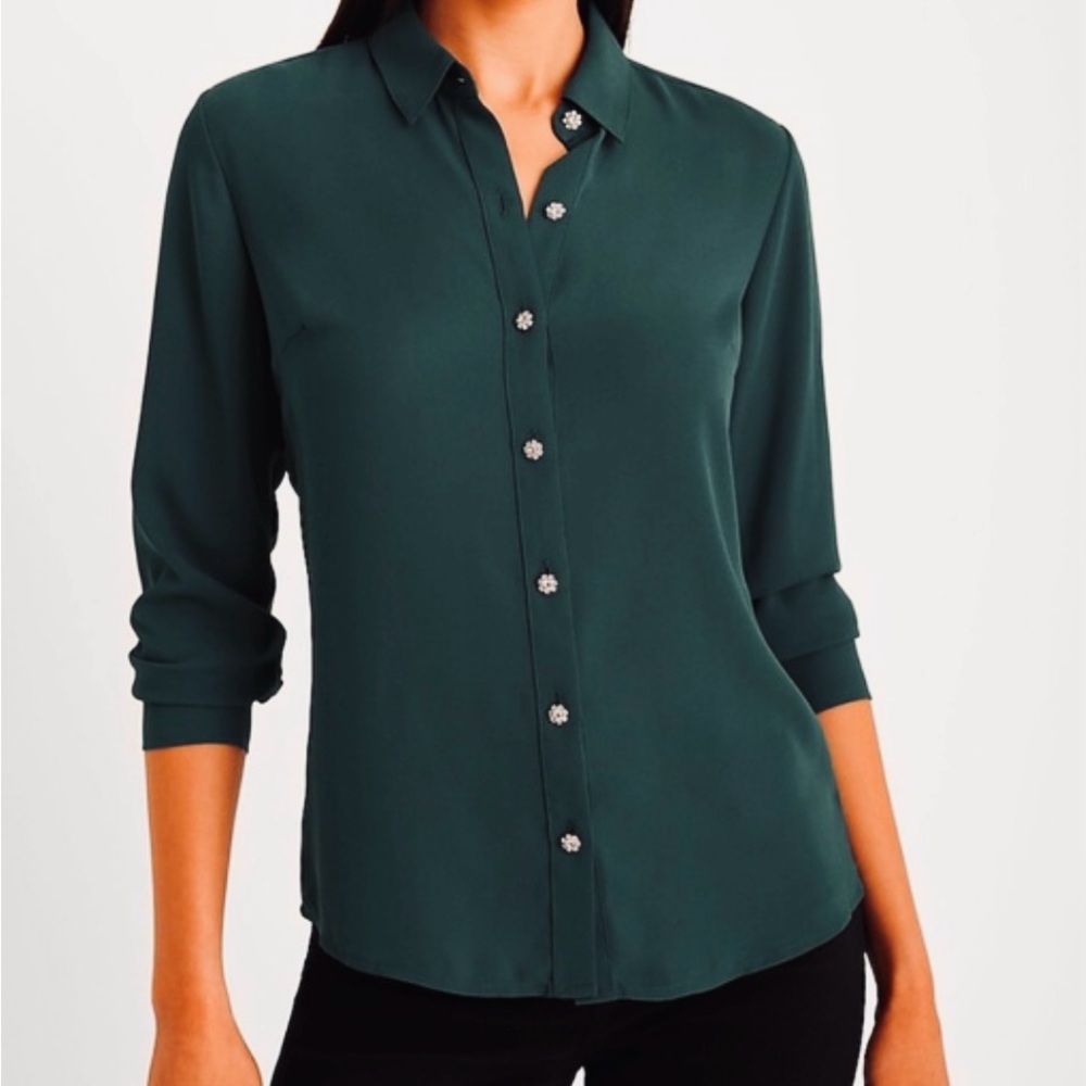 NWT Express Portofino Blouse with Rhinestone Buttons Medium